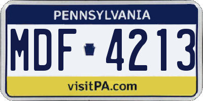 PA license plate MDF4213