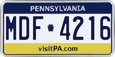 PA license plate MDF4216