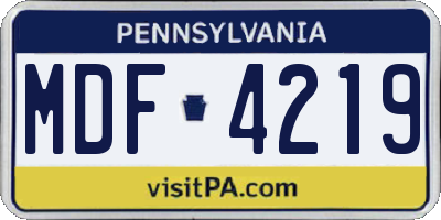 PA license plate MDF4219