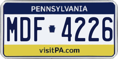 PA license plate MDF4226