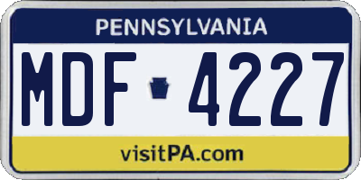 PA license plate MDF4227