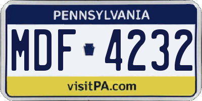 PA license plate MDF4232