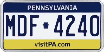 PA license plate MDF4240