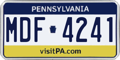 PA license plate MDF4241
