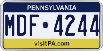 PA license plate MDF4244