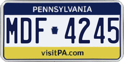 PA license plate MDF4245