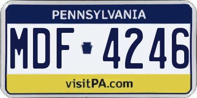 PA license plate MDF4246