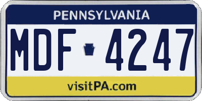 PA license plate MDF4247