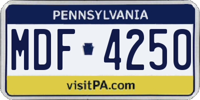 PA license plate MDF4250