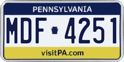 PA license plate MDF4251