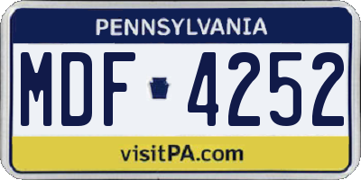 PA license plate MDF4252