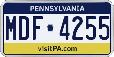PA license plate MDF4255
