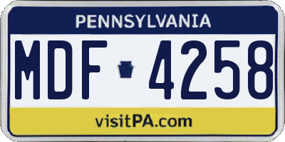 PA license plate MDF4258