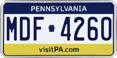 PA license plate MDF4260
