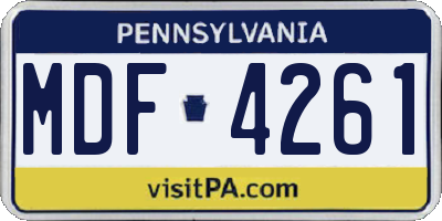 PA license plate MDF4261