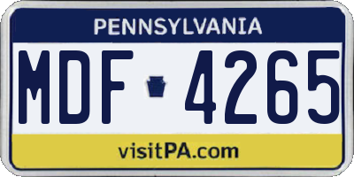 PA license plate MDF4265