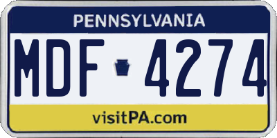 PA license plate MDF4274