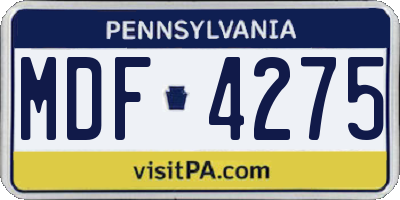 PA license plate MDF4275