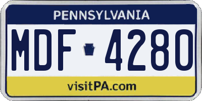 PA license plate MDF4280