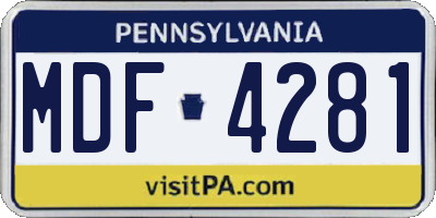 PA license plate MDF4281