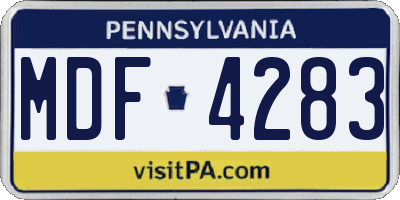 PA license plate MDF4283