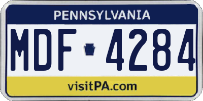 PA license plate MDF4284