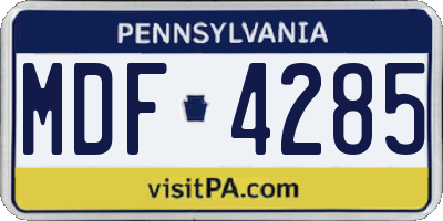 PA license plate MDF4285