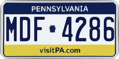 PA license plate MDF4286