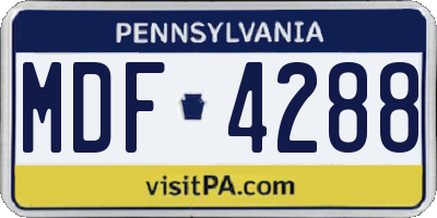 PA license plate MDF4288