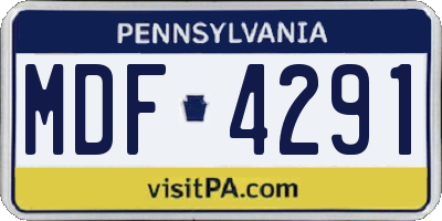 PA license plate MDF4291
