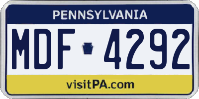 PA license plate MDF4292