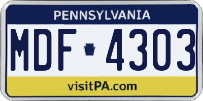 PA license plate MDF4303