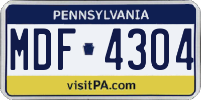 PA license plate MDF4304