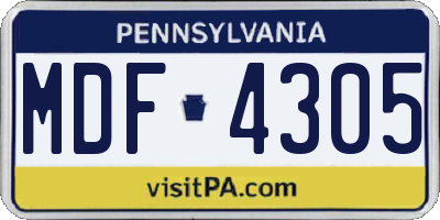 PA license plate MDF4305