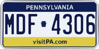 PA license plate MDF4306