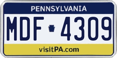 PA license plate MDF4309