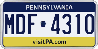 PA license plate MDF4310