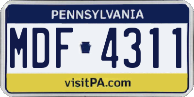 PA license plate MDF4311