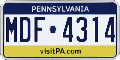 PA license plate MDF4314