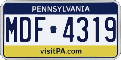PA license plate MDF4319