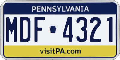 PA license plate MDF4321