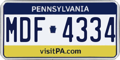 PA license plate MDF4334