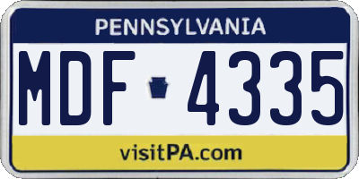 PA license plate MDF4335