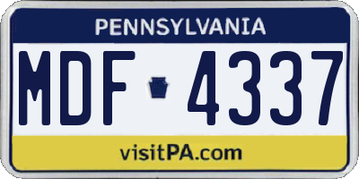 PA license plate MDF4337