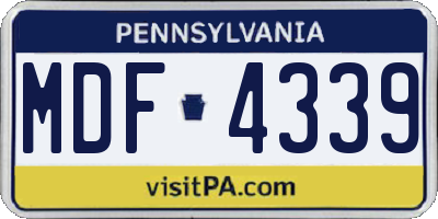 PA license plate MDF4339