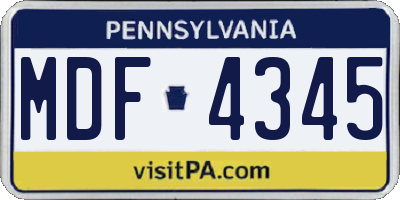 PA license plate MDF4345