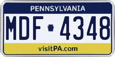 PA license plate MDF4348