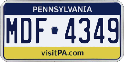 PA license plate MDF4349