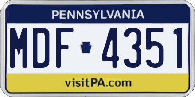 PA license plate MDF4351