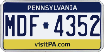 PA license plate MDF4352